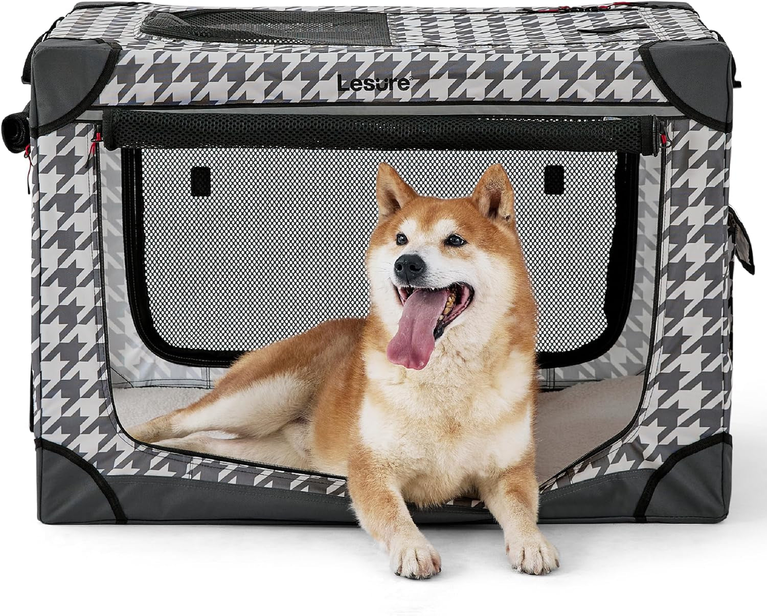 Lesure Soft Collapsible Dog Crate – 4-Door Portable Foldable Travel Kennel with Durable Mesh for Large Dogs, Indoor & Outdoor Use