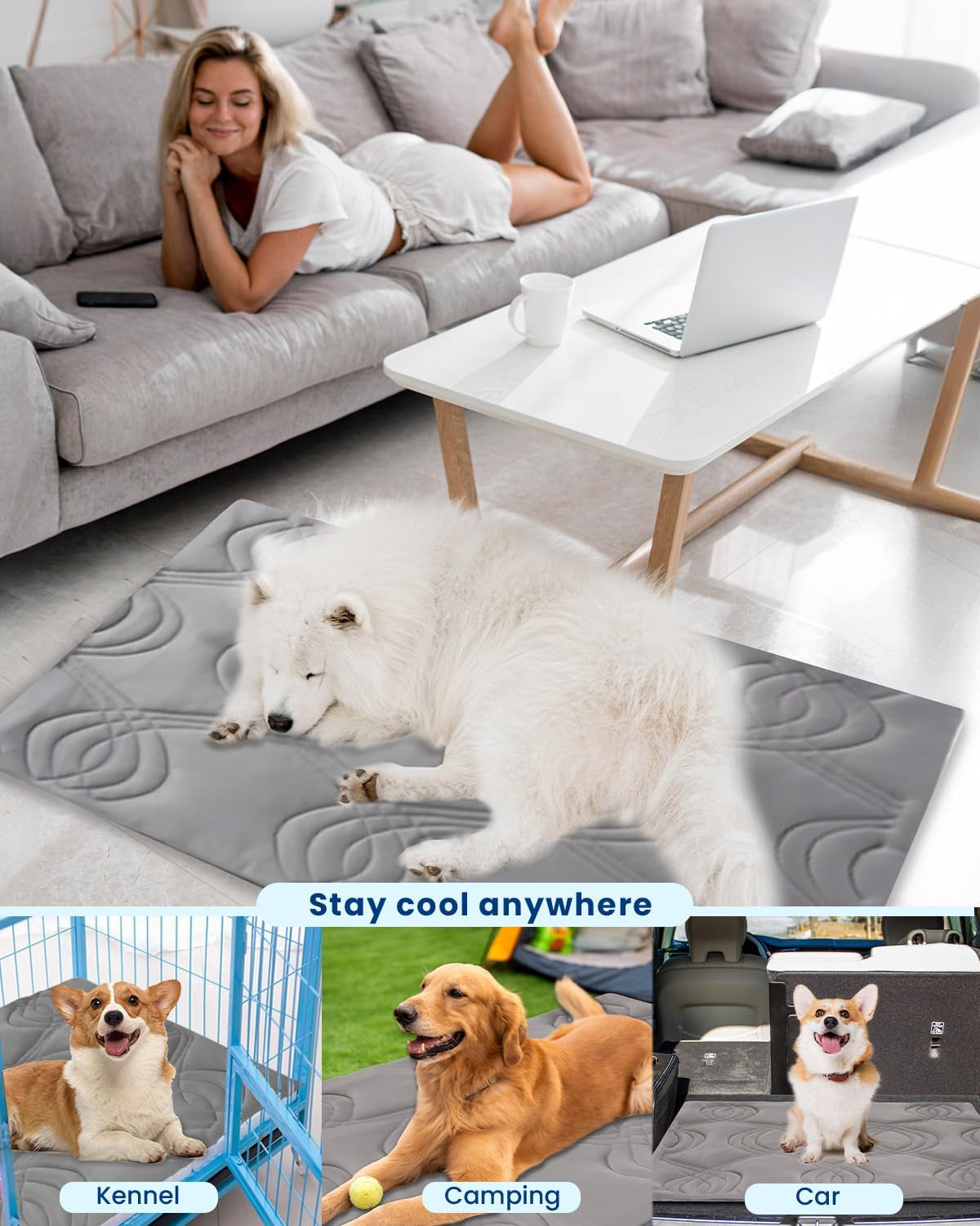 Large Dog Cooling Mat - Reversible Silicone Pet Cooling Pad, Durable & Washable, Ideal for Hot & Cold Use