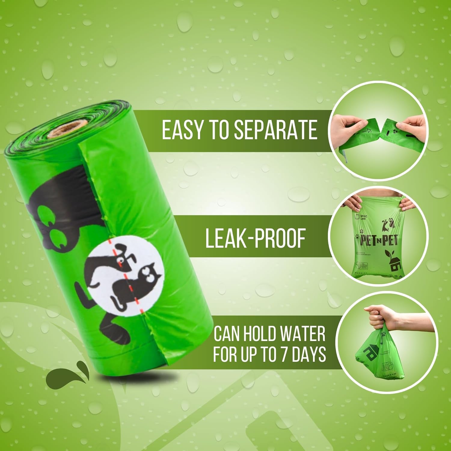 Dog Poop Bags - 38% Plant-Based, Leak-Proof, Unscented Waste Bags, Extra Thick