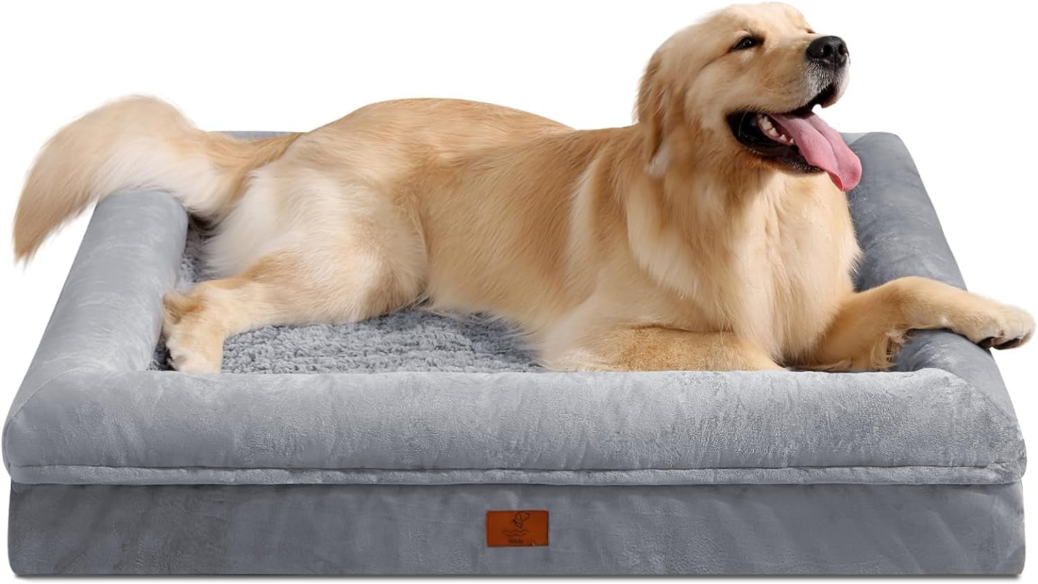 XL Orthopedic Dog Bed: Waterproof, Washable, Grey, Ideal for Large Dogs