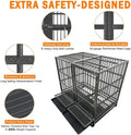 Heavy-Duty Indestructible Dog Crate – Escape-Proof Cage with Removable Trays, Wheels, Double Door, XL Size for Large Dogs