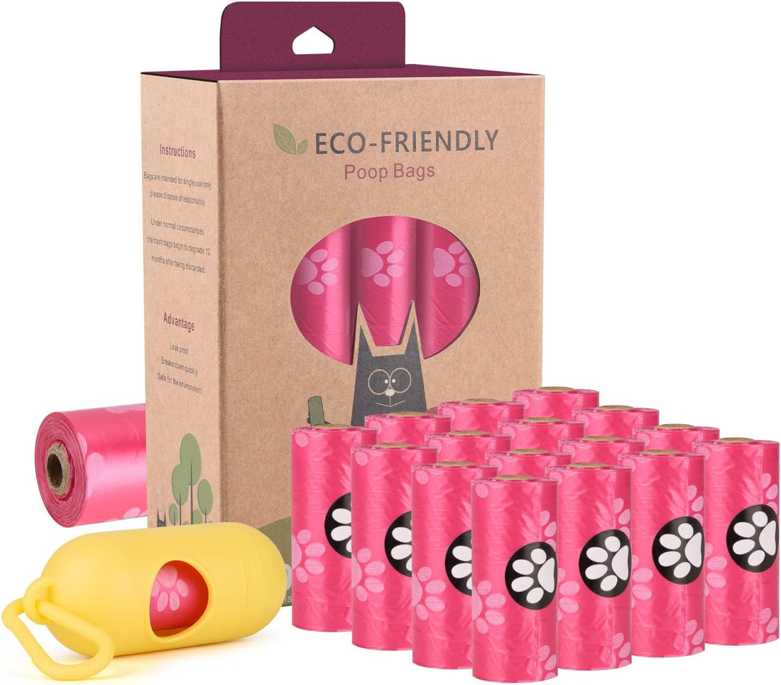 Biodegradable Dog Poop Bags with Dispenser - Corn Starch Based, Leak-Proof & Extra Thick, Eco-Friendly Waste Bags