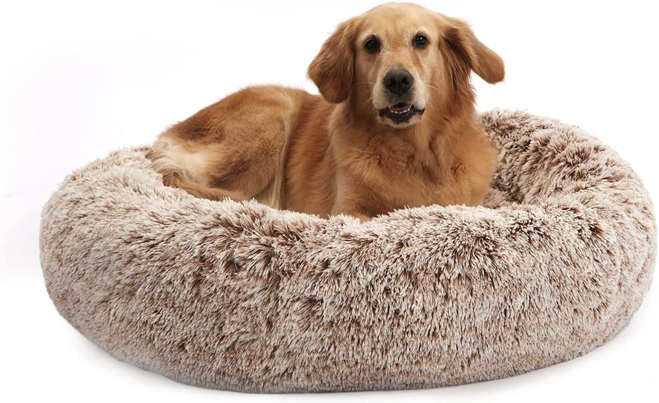 Calming Donut Dog Bed, 36" - Fluffy, Anti-Anxiety, Washable for Large Dogs - Various Colors & Sizes