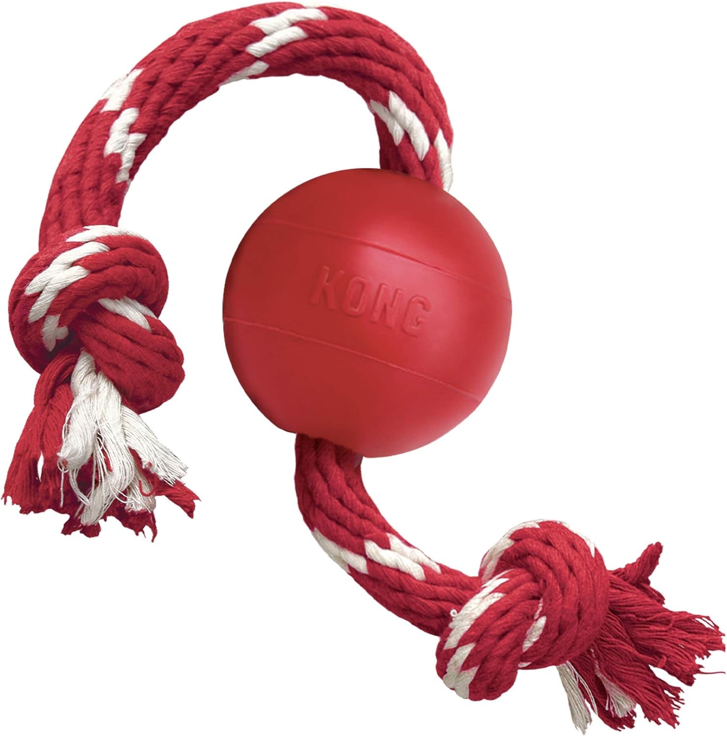 KONG Dog Ball with Rope – Durable Natural Rubber Fetch Toy with Rope for Tugging, Easy Throwing & Playtime, Ideal for Small Dogs