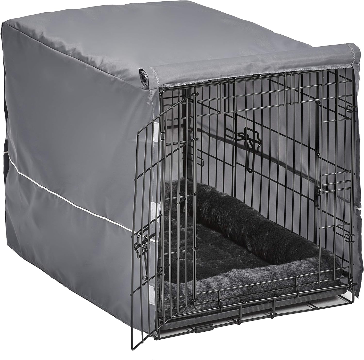 Midwest Double Door Dog Crate Kit – Includes Various Sized Dog Crate, Matching Gray Bed, Crate Cover, and Divider Panel, Durable & Easy to Clean