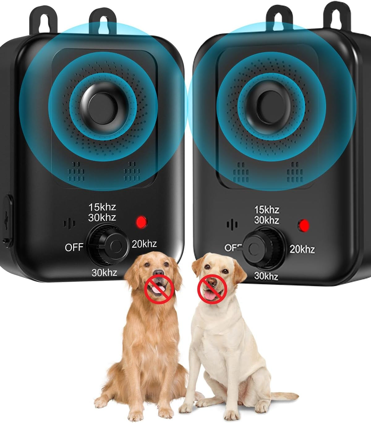 2-Pack Anti-Barking Devices: Rechargeable Ultrasonic Bark Control, Effective Indoor/Outdoor