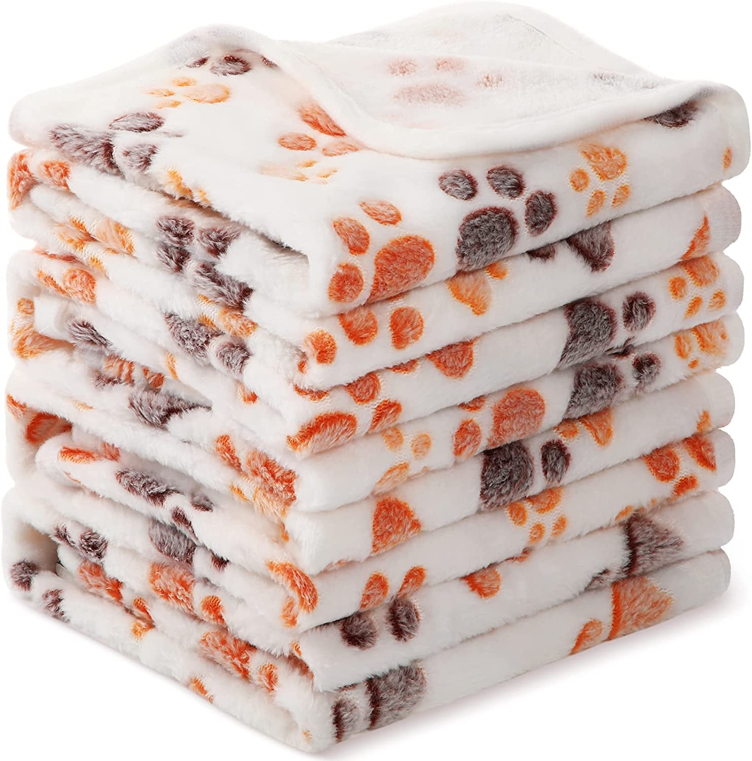 4-Piece Pet Blanket Set - Paw Print Fleece Blankets for Small & Medium Dogs, Guinea Pigs & Small Animals