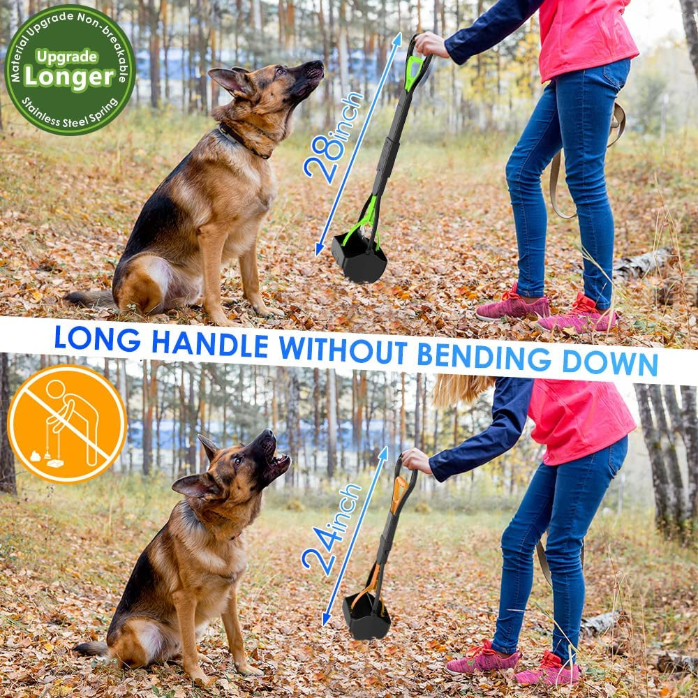 28" Long Handle Pooper Scooper: Durable, for All Dog Sizes, Ideal for Lawns & Gravel