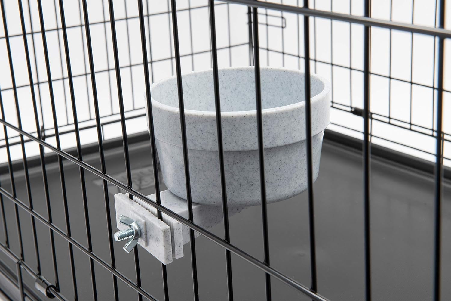 Lixit 20oz Quick Lock Dog Kennel Bowls for Wire Crates - Removable Granite Bowl for Easy Feeding