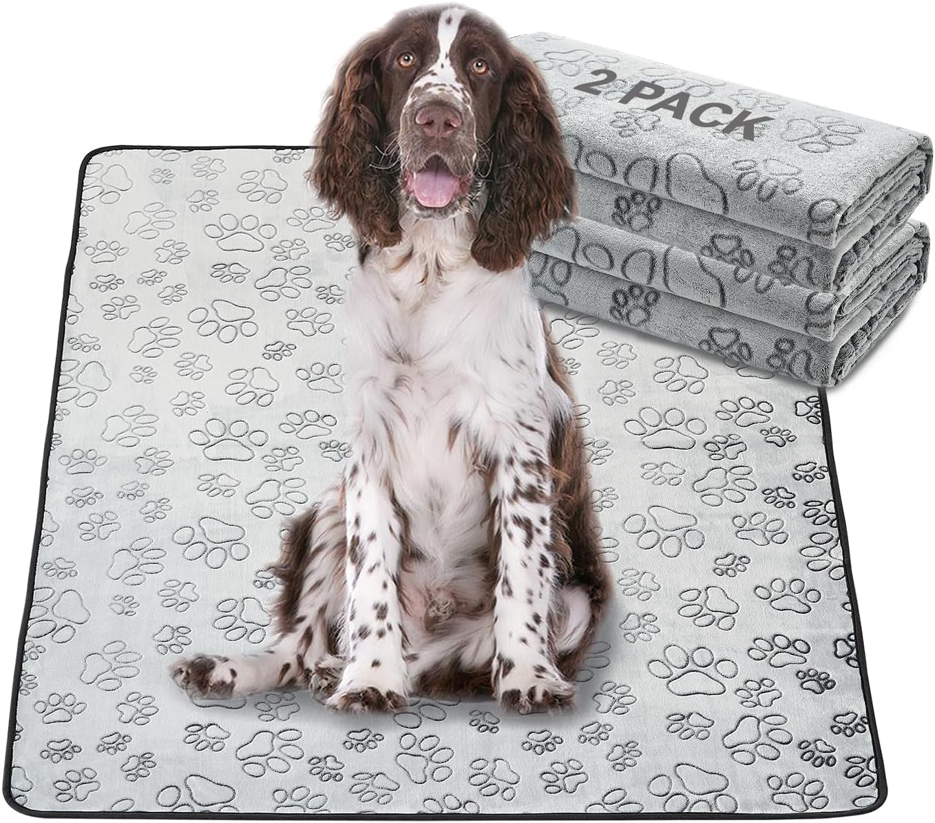 Qeils Reusable Washable Puppy Pads - 2 Pack Waterproof Non-Slip, Absorbent Training Mats for Crates, Playpens