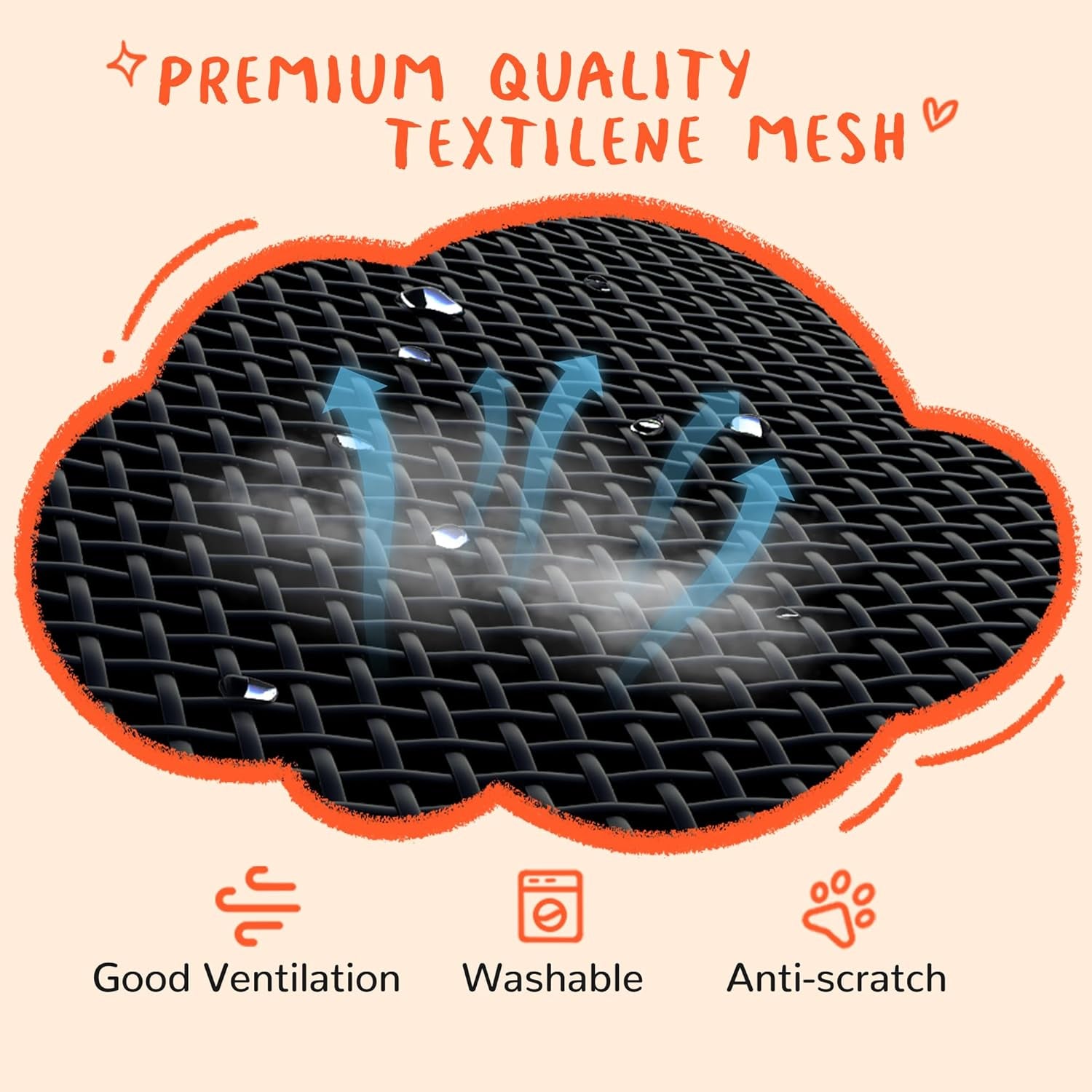 PRAISUN Large Outdoor Dog Bed - Elevated, Cooling, Portable with Oxford & Textilene Mesh