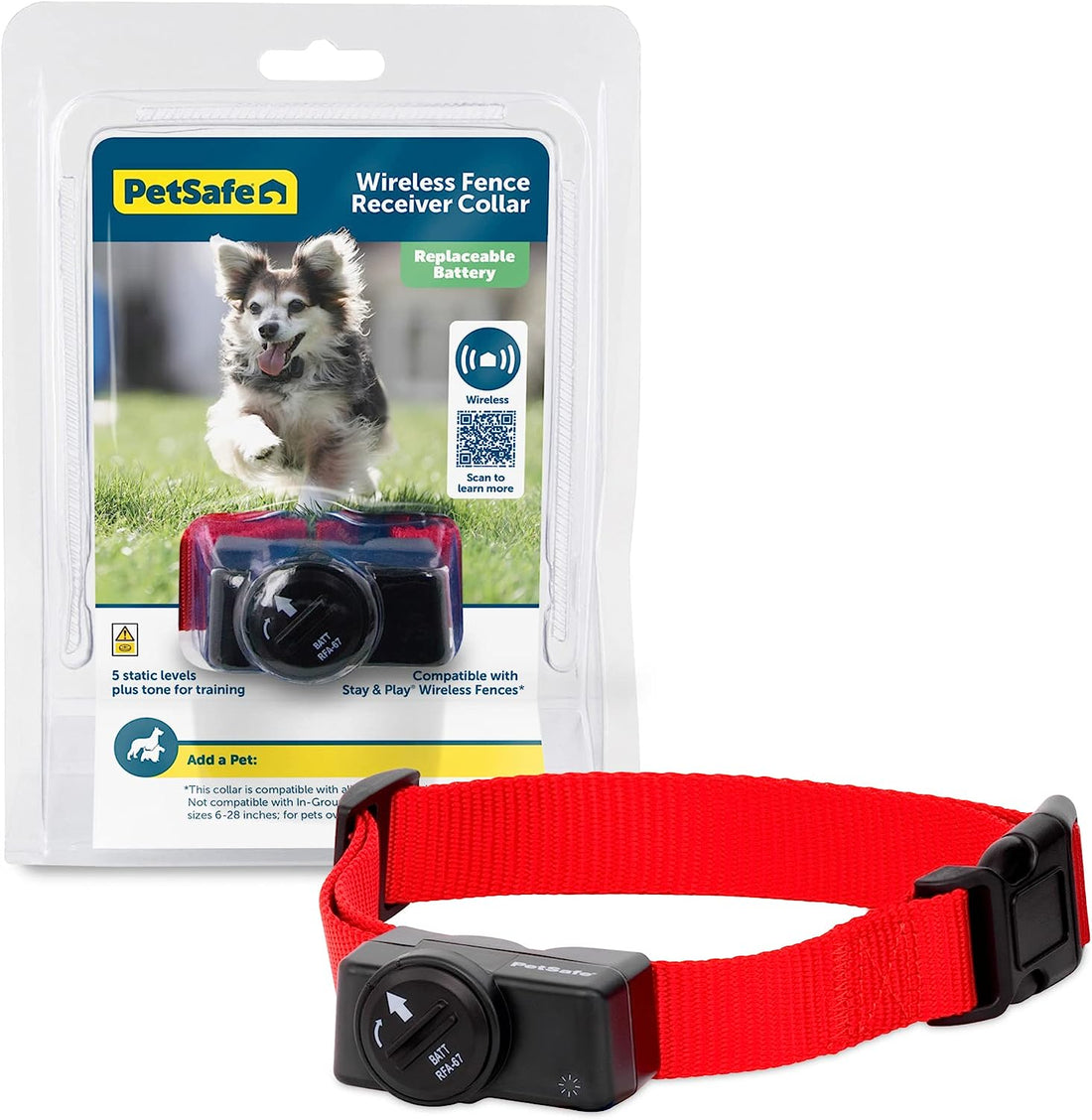 Petsafe Wireless Dog Fence Receiver Collar – Waterproof Collar for Dogs Over 8 lbs, Tone/Static Correction
