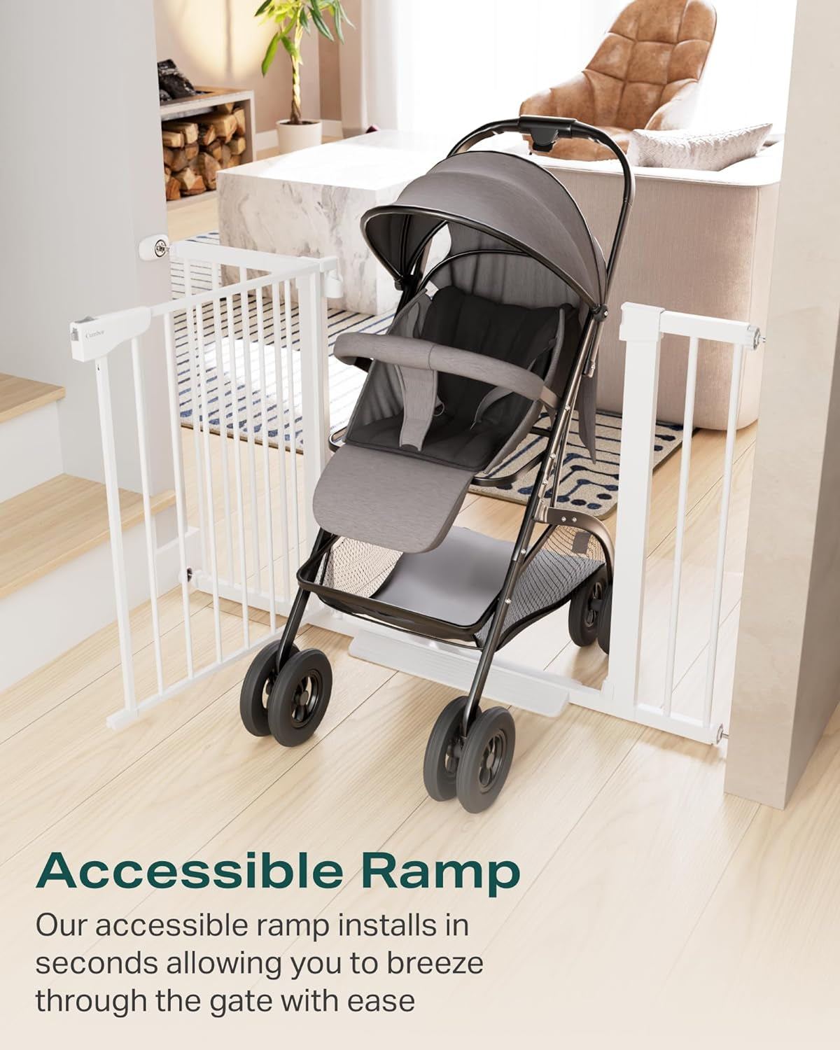 Cumbor Extra Wide Baby & Dog Gate - Walk Thru Auto-Close Gate for Stairs & Doorways, Easy Install