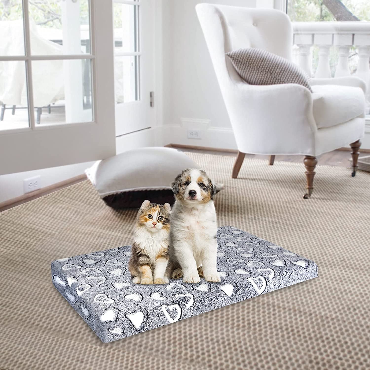 VANKEAN Cool/Warm Reversible Dog Bed Mat for Crates, Waterproof, Washable - Grey