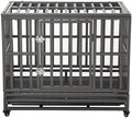 LUCKUP Heavy Duty Dog Cage Metal Kennel and Crate for Medium and Large Dogs, Pet Playpen with Four Wheels,Easy to Install,46 Inch,Black … …