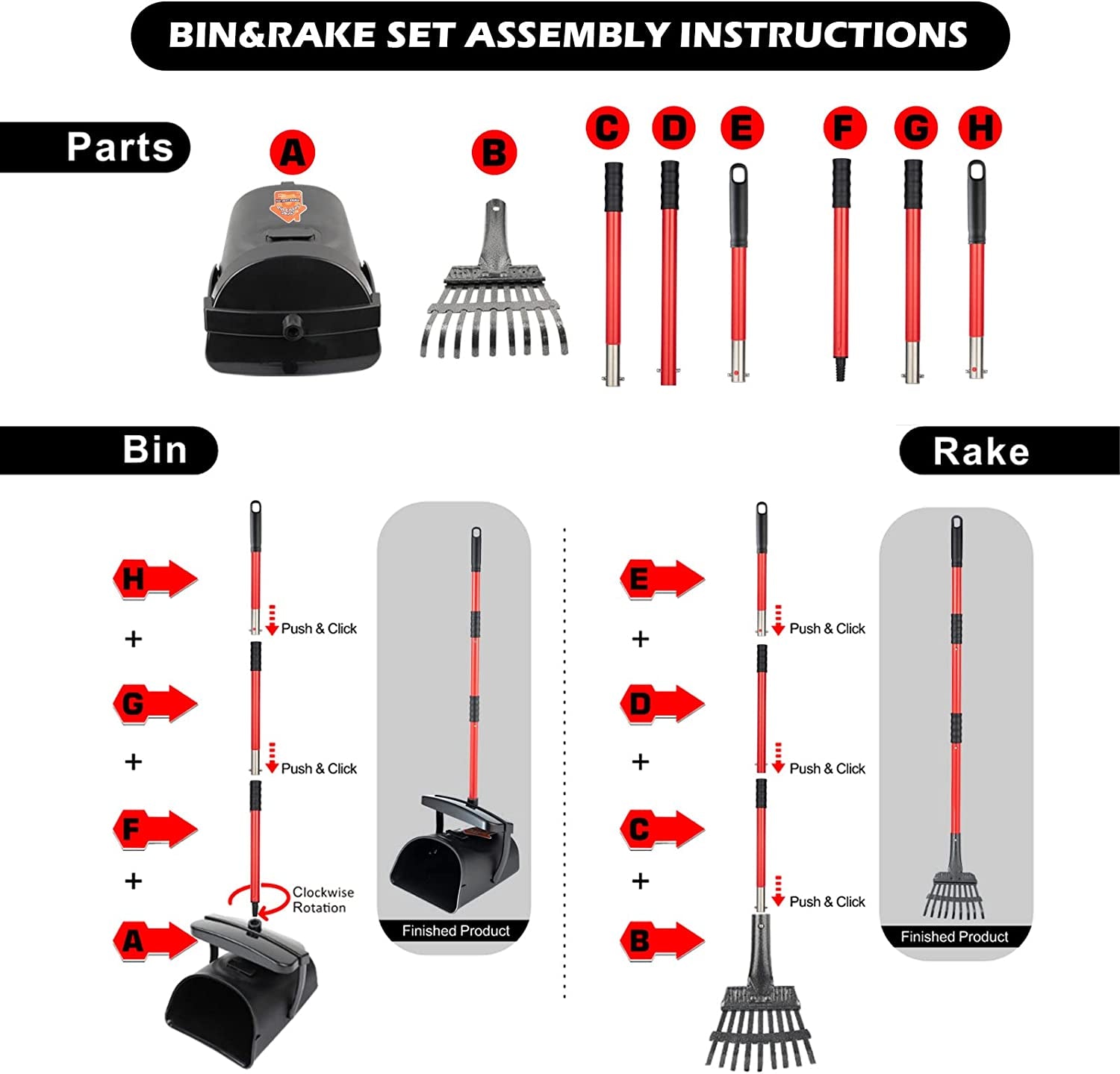 Large Swivel Bin & Rake Pooper Scooper, Non-Breakable with 20 Waste Bags, Easy Cleanup