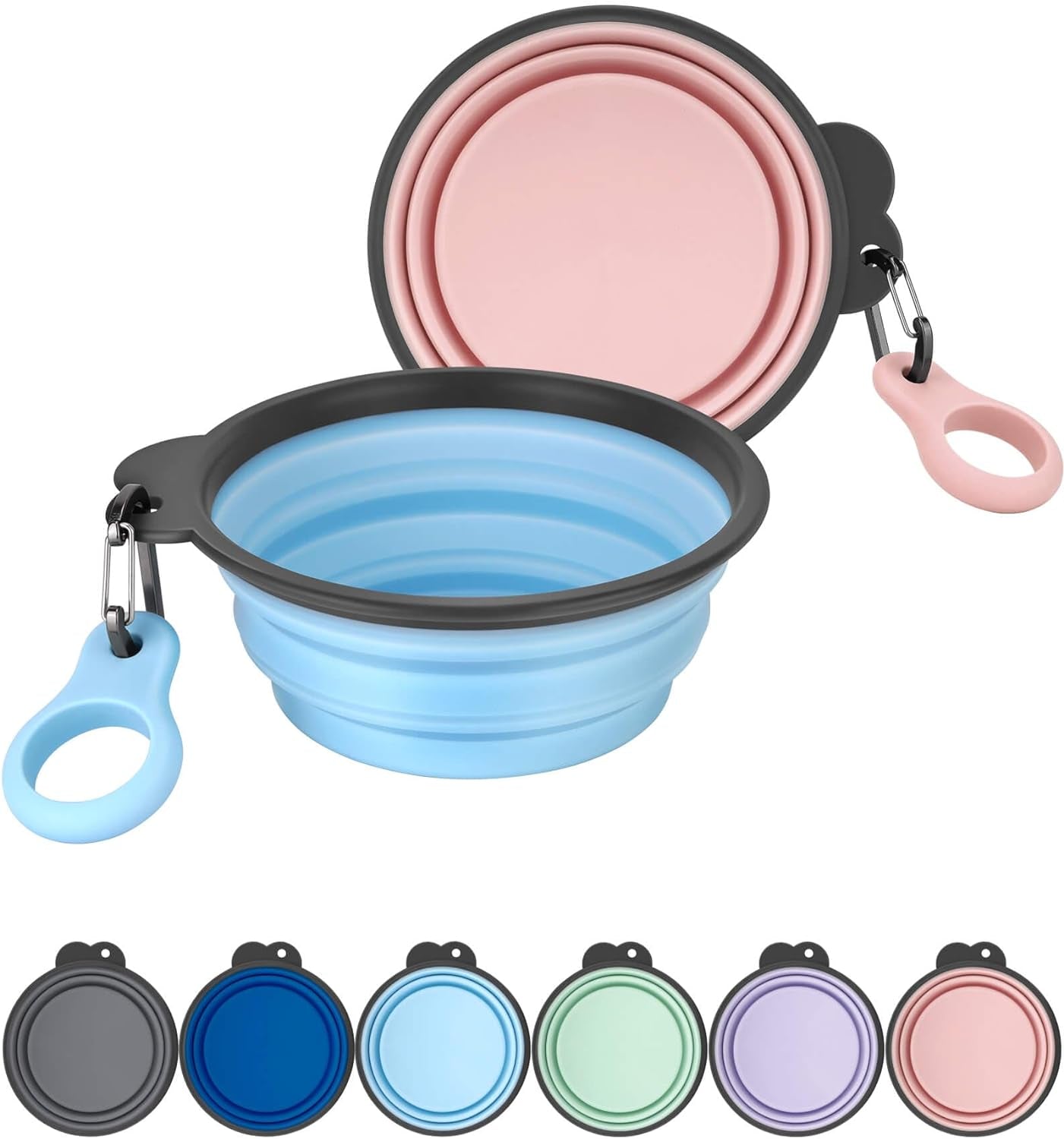 Aonkey Collapsible Dog Bowls with Integrated Bottle Carrier: Silicone, 15Oz, Portable for Hiking