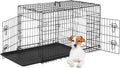 FDW Folding Metal Dog Crate with Double Door, Divider Panel & Leak-Proof Tray - Portable Kennel for Large Dogs,