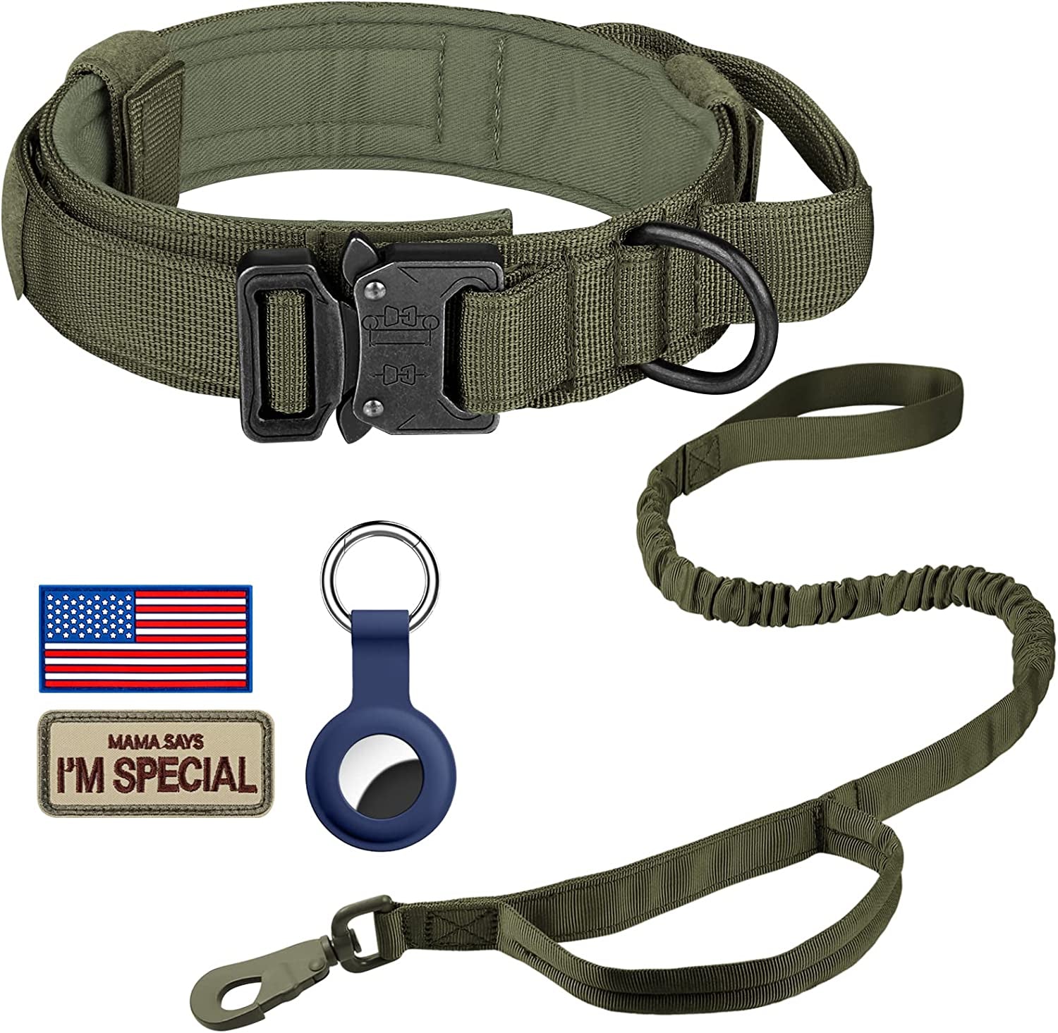 DAGANXI Tactical Dog Collar - Adjustable Military Training Collar with Handle and Metal Buckle for Medium/Large Dogs