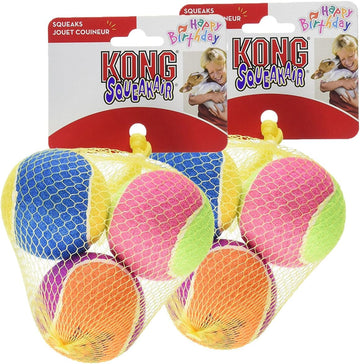 KONG Air Dog Squeakair Birthday Balls – Medium, 6-Pack Dog Toy, Fun & Durable Fetch Balls, Assorted Colors