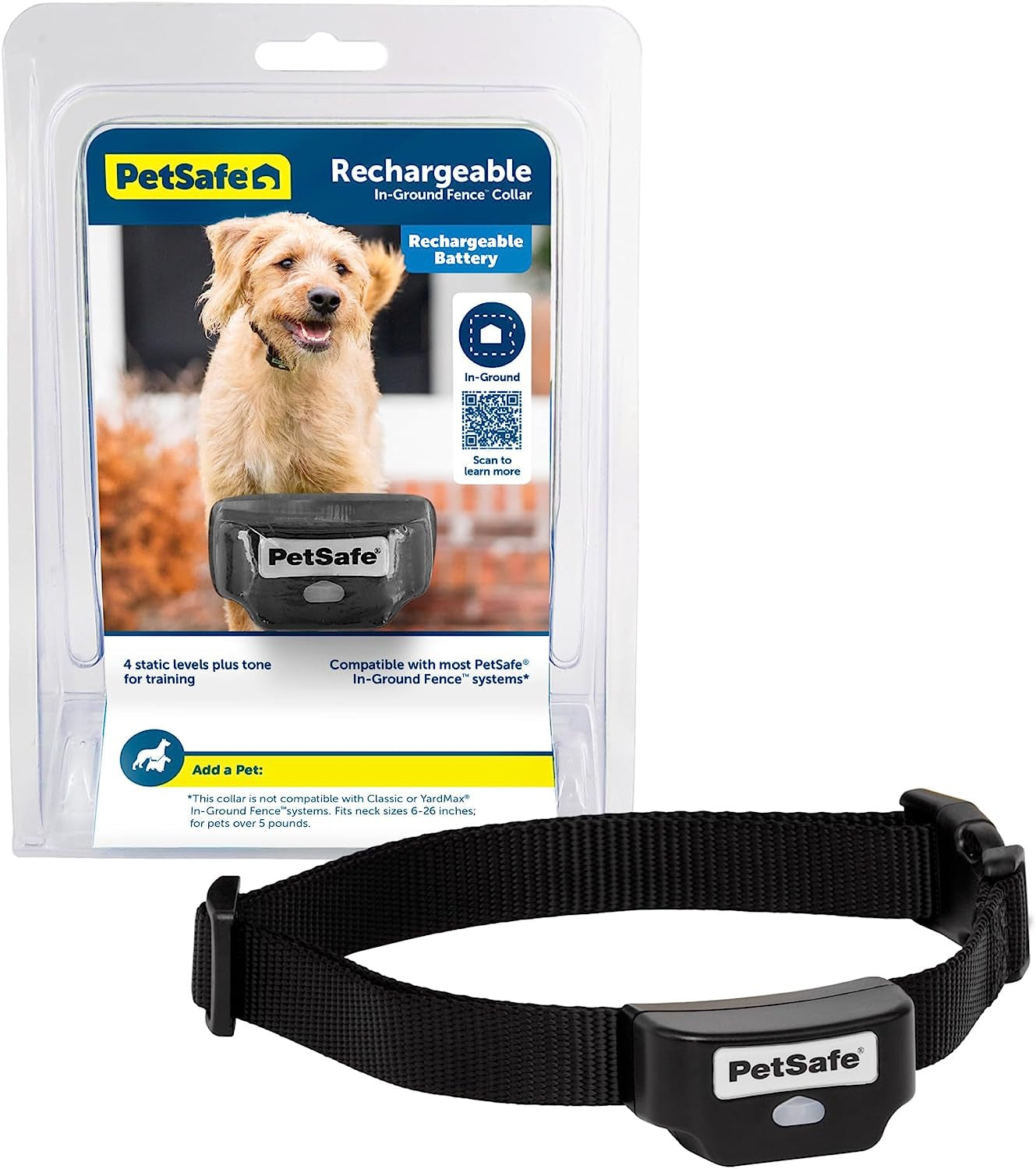 Petsafe Rechargeable In-Ground Pet Fence for Dogs Over 5lbs, Waterproof Collar with Tone & Static Correction