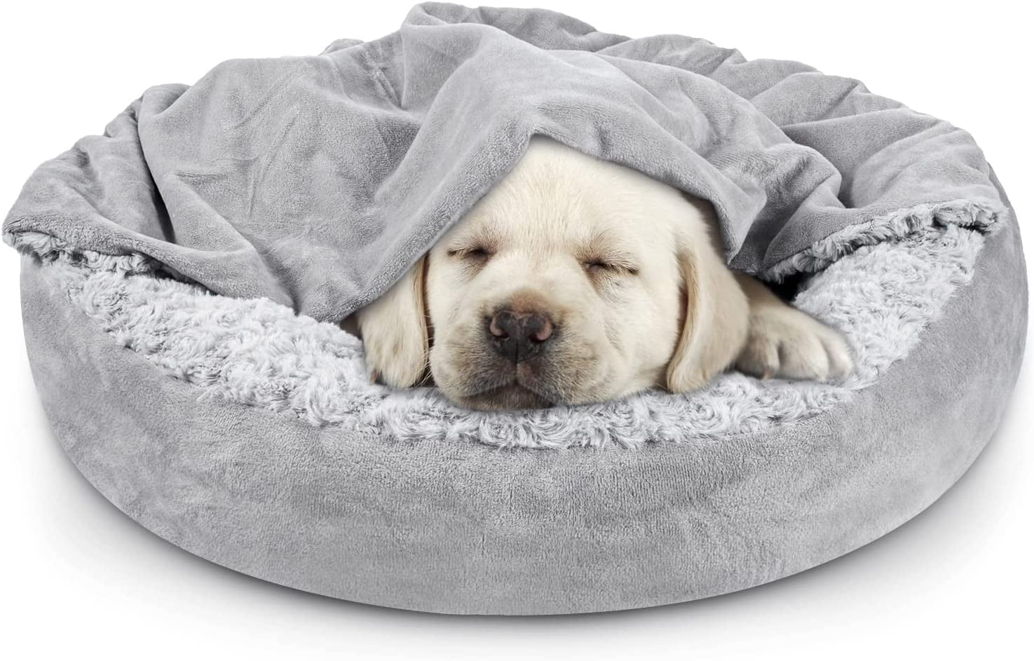 JoeJoy 23" Deluxe Hooded Dog & Cat Bed: Anti-Slip, Anti-Anxiety Donut Cuddler, Machine Washable