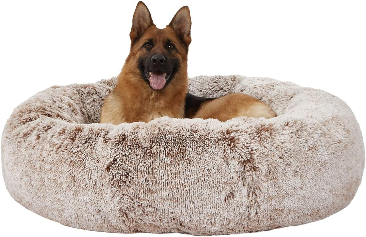 Calming Donut Dog Bed, 36" - Fluffy, Anti-Anxiety, Washable for Large Dogs - Various Colors & Sizes