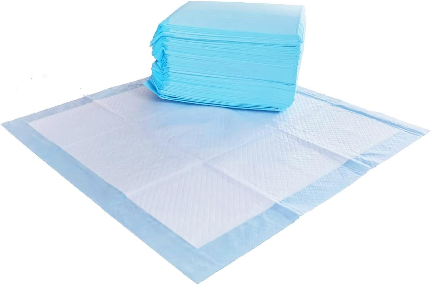 Leak-Proof Puppy Pee Pads with 5-Layer Quick-Dry Surface – Standard Absorbency Potty Training Pads, Various Quantities in Blue & White