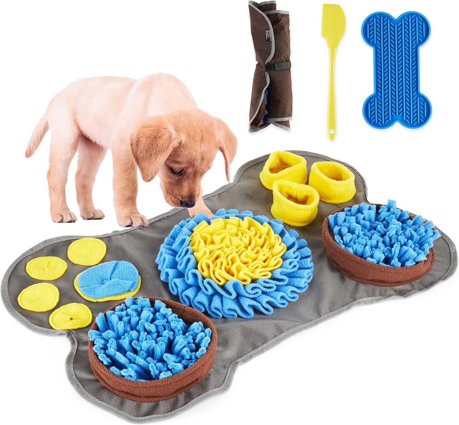 Hertzko Snuffle and Lick Mat Set with Spatula - Interactive Enrichment Toys for Dogs and Puppies