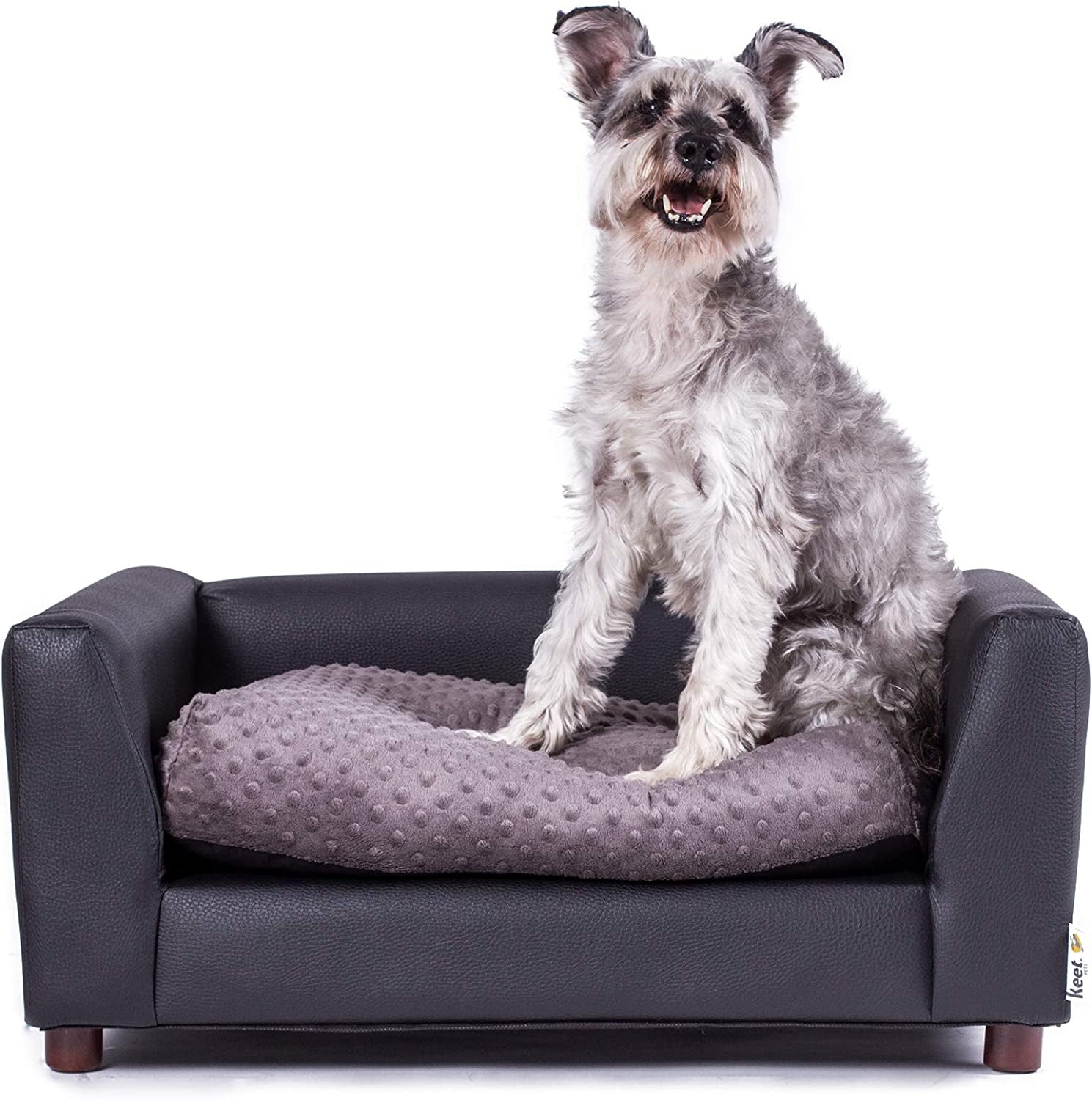 Keet Fluffy Deluxe Dog Bed Sofa – Stylish Dark-Colored Sofa Bed, Comfortable and Cozy Design for Small Dogs