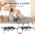 Elevated Outdoor Dog Bed with Canopy, 48-Inch, Waterproof, Portable - Dark Gray