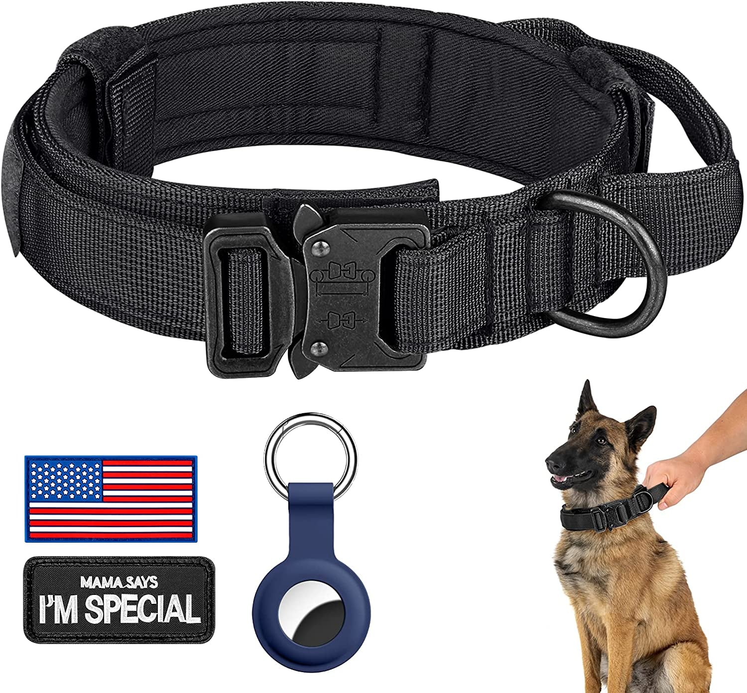 DAGANXI Tactical Dog Collar - Adjustable Military Training Collar with Handle and Metal Buckle for Medium/Large Dogs