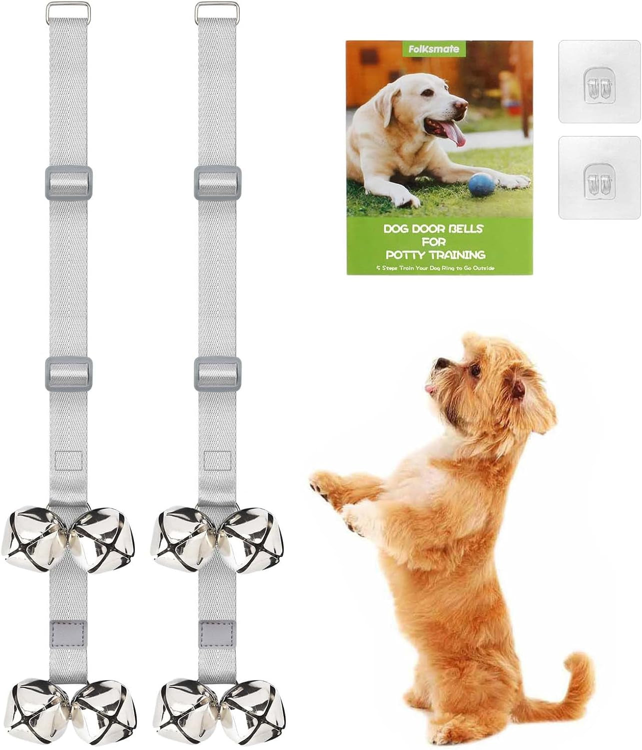 Folksmate Adjustable Dog Doorbells for Potty Training – Extra Loud Bells for Housebreaking, Durable Puppy Potty Training Bells for Door Knobs