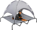 XL Outdoor Elevated Dog Bed with Canopy: Cooling, Portable, Dark Gray, Includes Carrying Bag