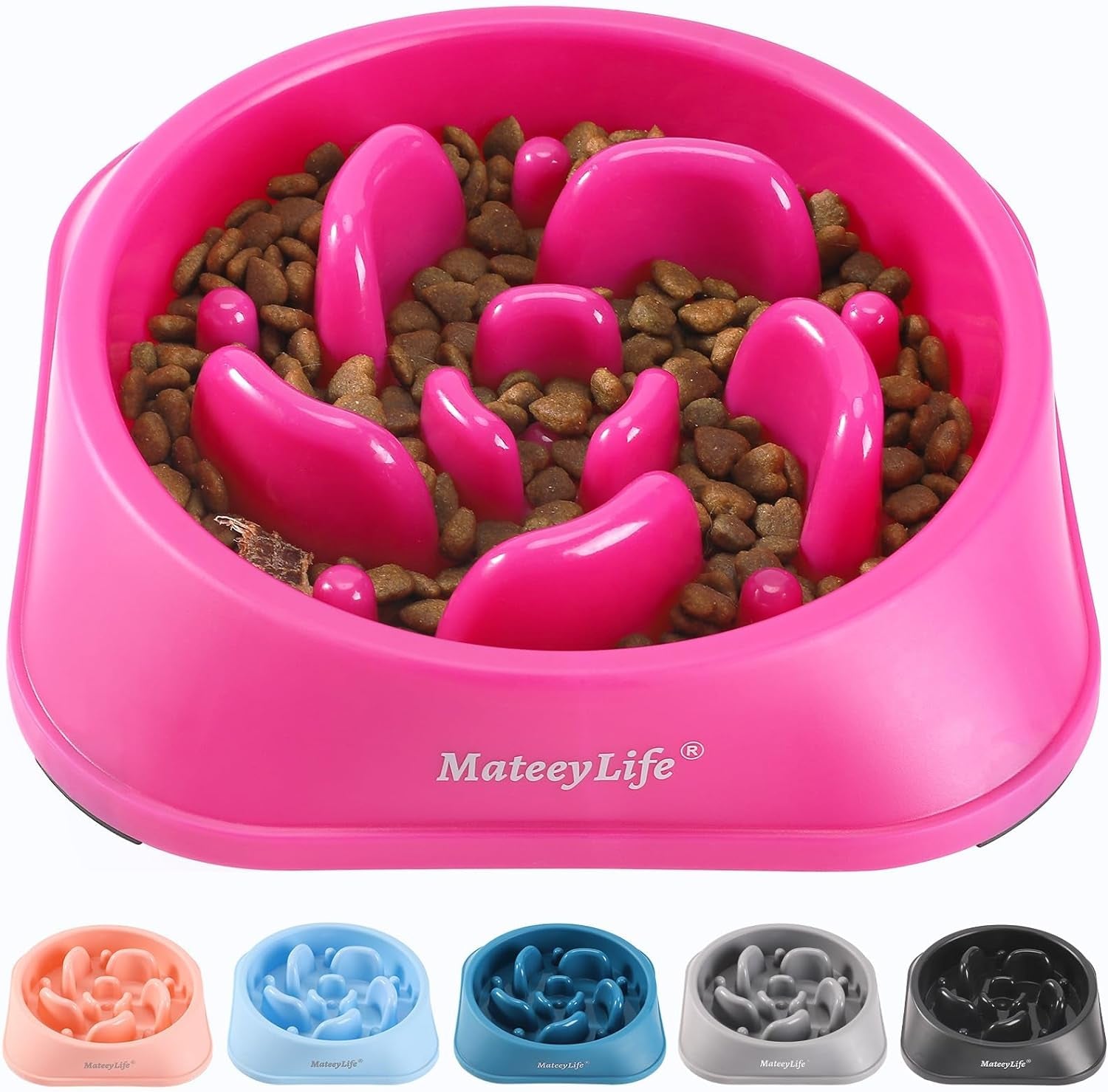 Mateeylife 1 or 2 Pieces, Slow Feeder Dog Bowls: Anti-Choking Puzzle Bowls - Various Colors