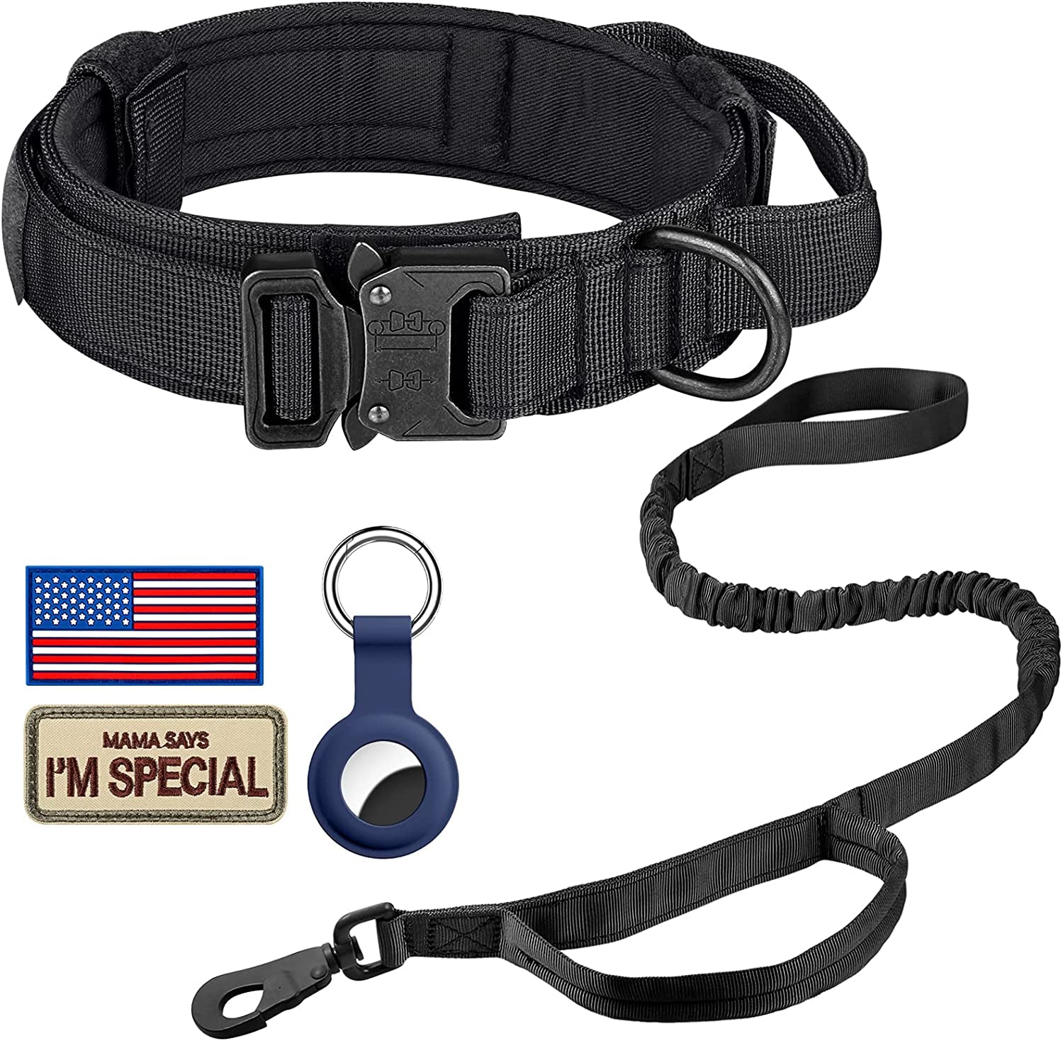 DAGANXI Tactical Dog Collar - Adjustable Military Training Collar with Handle and Metal Buckle for Medium/Large Dogs