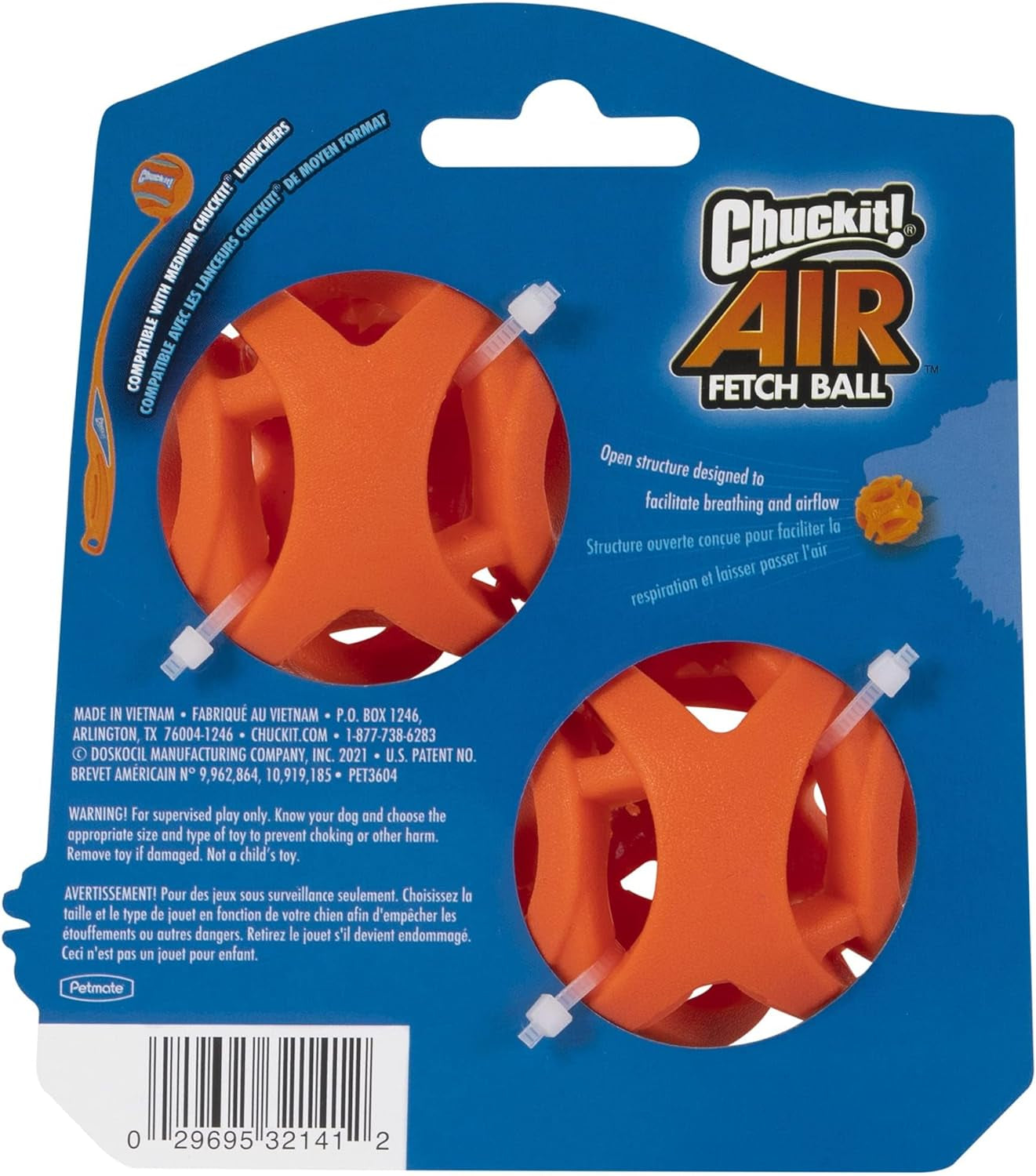 Chuckit! Air Fetch Ball Medium 2-Pack: Durable Rubber for Dogs 20-60 Lbs