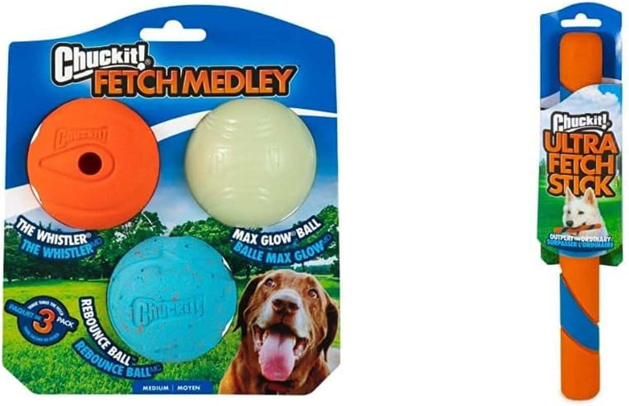 Chuckit! Dog Fetch Ball Medley, Medium, 3 Pack, Ultra, Rugged Balls Included