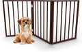 Multi-Panel Foldable Wood Dog Gate - Freestanding Indoor Pet Fence, Retractable Gate for Stairs & Doorways