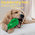 Indestructible Squeaky Alligator Chew Toy, Rubber Teething Toy for All Dog Sizes, Green