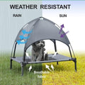 Small Elevated Dog Bed with Canopy - Upgraded 30in Outdoor Raised Dog Cot Bed with Removable Shade Tent