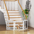 3-Panel Foldable White Wooden Dog Gate - Free Standing Indoor Barrier for Stairs & Doorways, Easy to Step Over