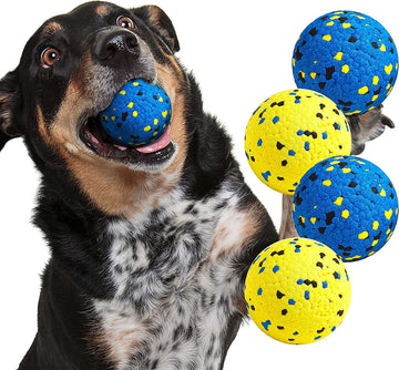 Durable Dog Tennis Balls - 4 Pack - Chew and Water Toy for All Dog Sizes