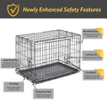 Double Door Enhanced Dog Crate – Metal Dog Kennel with Leak-Proof Pan, Floor Protecting Feet, Various Sizes