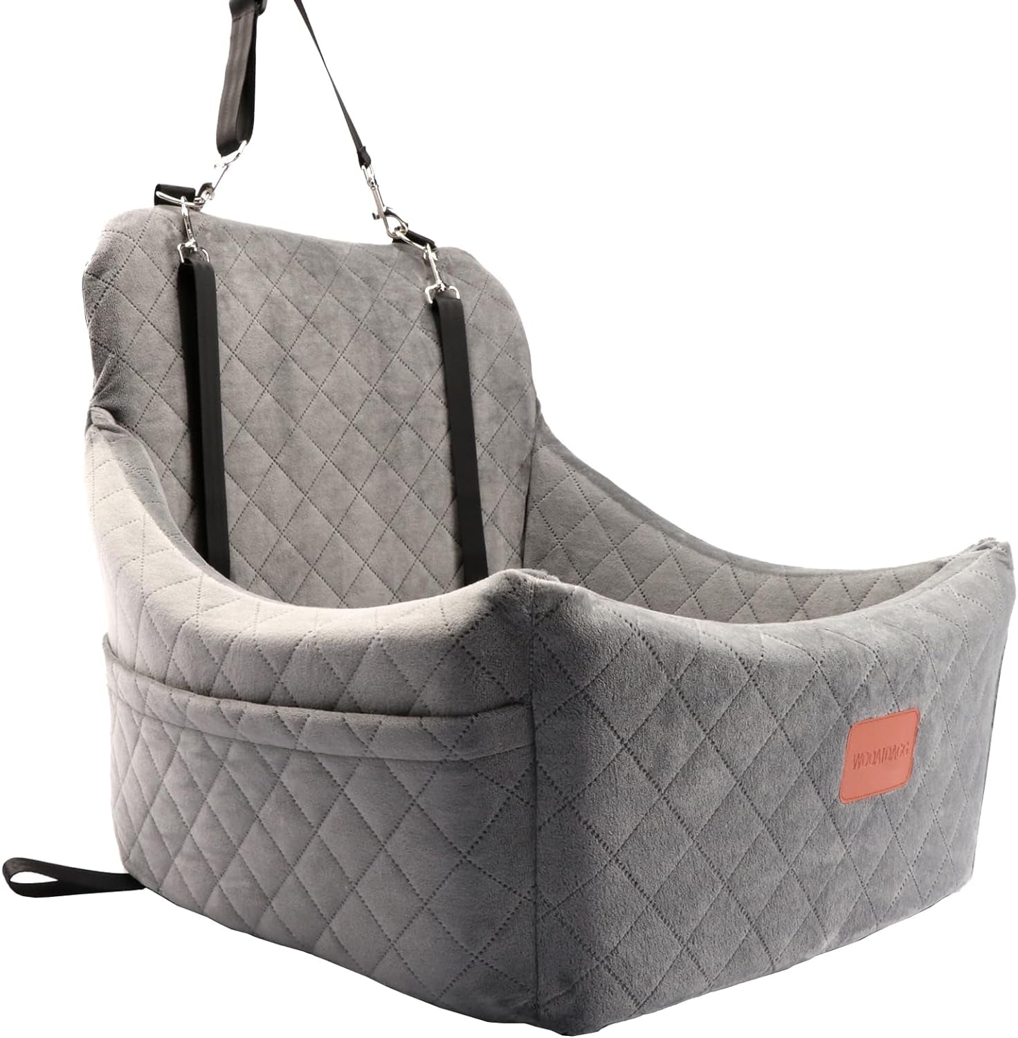 Dog Car Seat - Detachable & Washable Pet Travel Bed with Adjustable Straps, Easy to Install with 3 Seat Belts