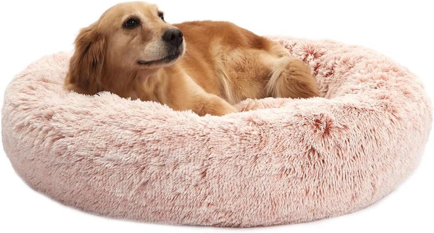 Calming Donut Dog Bed, 36" - Fluffy, Anti-Anxiety, Washable for Large Dogs - Various Colors & Sizes