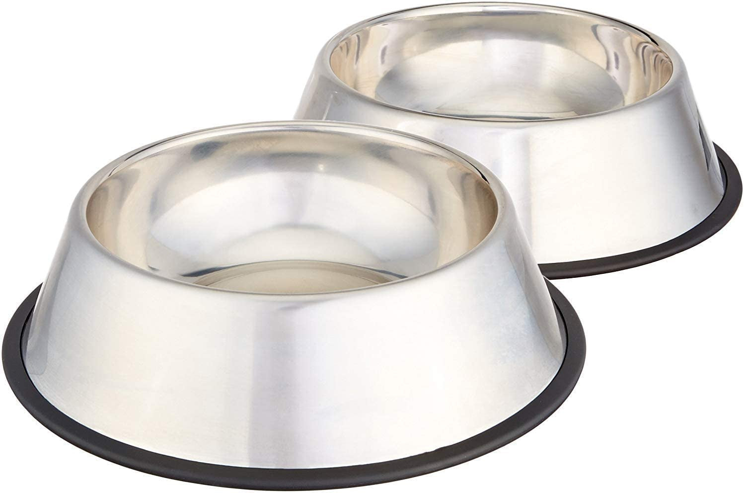 2-Pack Stainless Steel Dog Bowls: Non-Skid, 10x2.8 Inches, 4 Cups Each