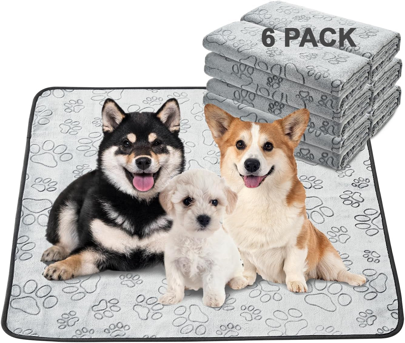 Qeils Reusable Washable Puppy Pads - 2 Pack Waterproof Non-Slip, Absorbent Training Mats for Crates, Playpens