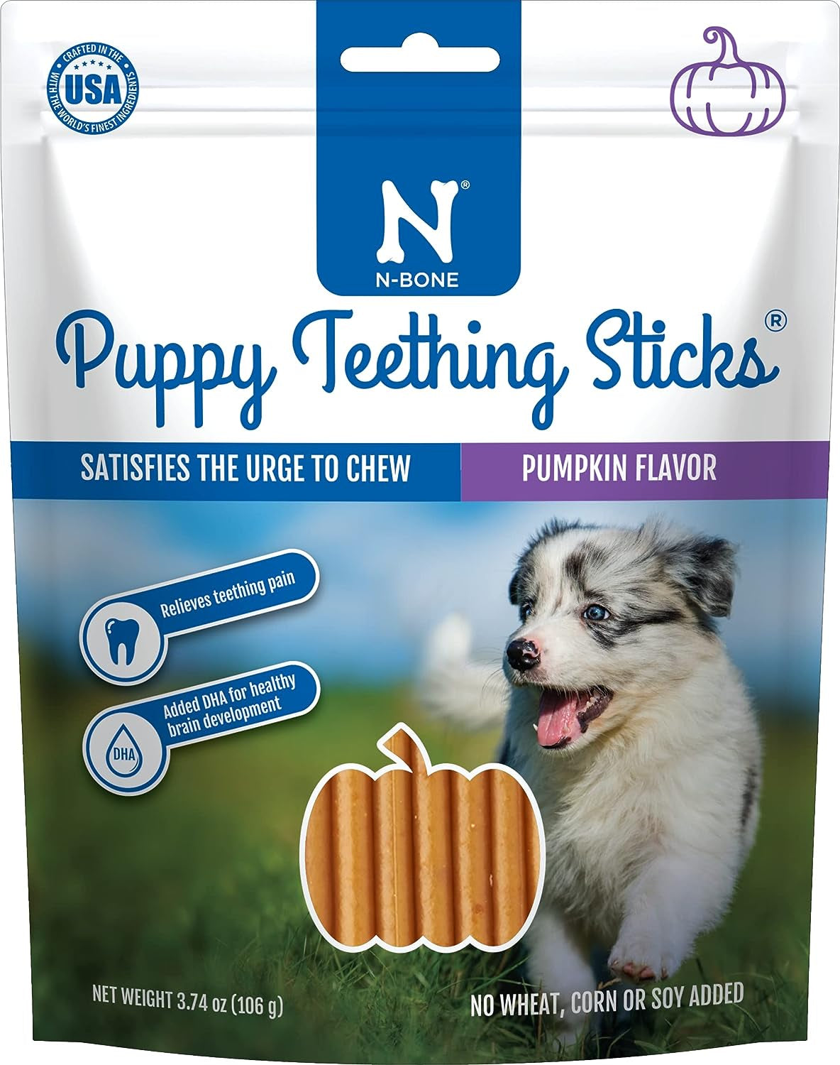 N-Bone Puppy Teething Sticks Peanut Butter Flavor, 3.74-Oz Bag