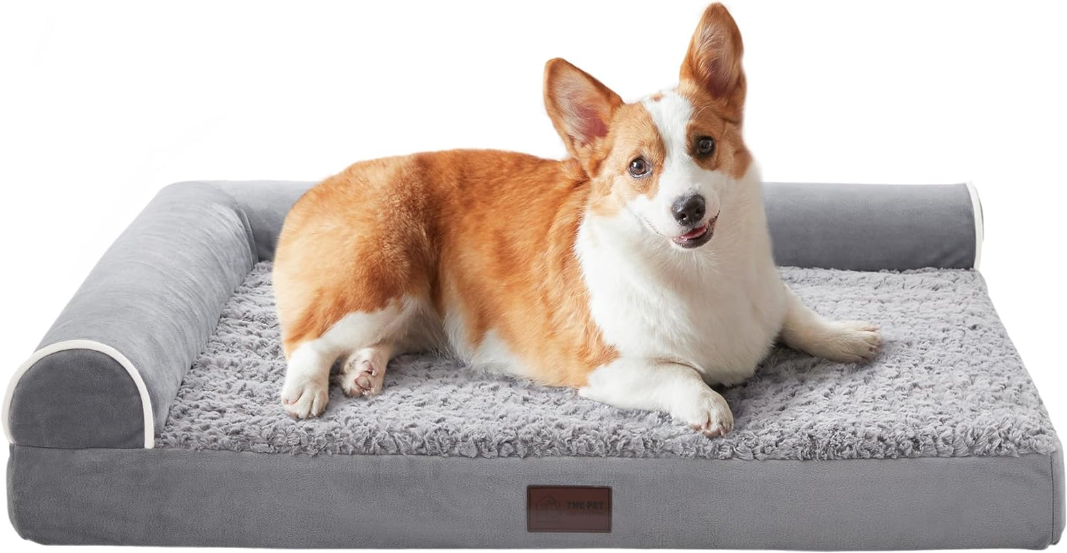 Orthopedic XL Dog Sofa Bed, Egg Foam, Bolster Cushion, Waterproof, Removable Cover